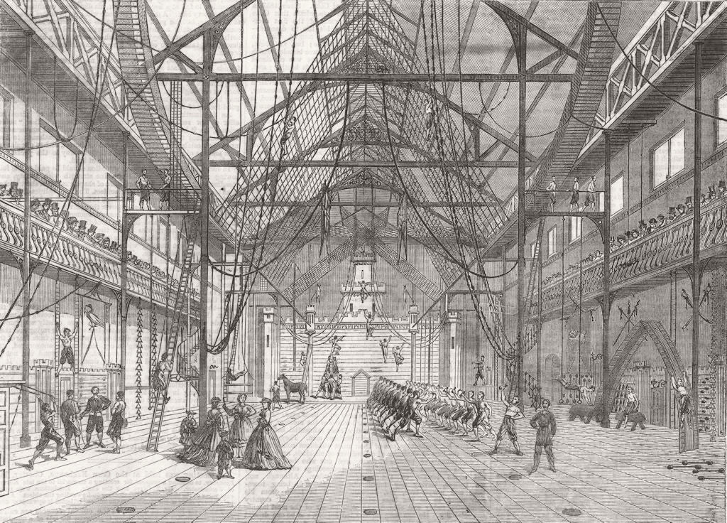 LANCS. new Gymnasium, Liverpool 1865 old antique vintage print picture